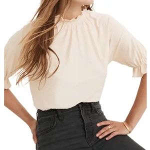 Madewell Texture & Thread Clip Dot Ruffle Top